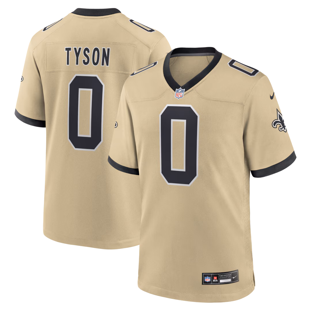 Men's New Orleans Saints Jordyn Tyson Nike Gold 2026 NFL Draft First Round Pick No. 8 Alternate Game Jersey - Ujersey