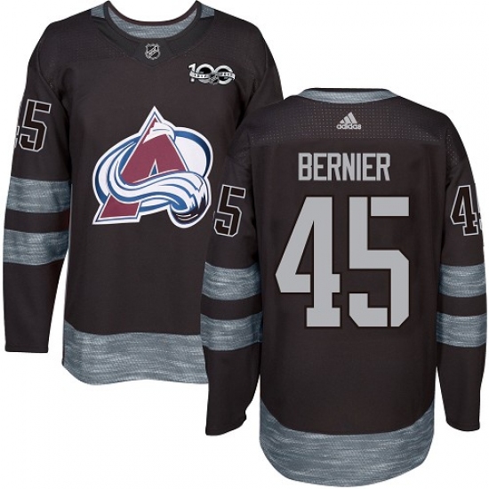 Men's Adidas Colorado Avalanche #45 Jonathan Bernier Premier Black 1917-2017 100th Anniversary NHL Jersey - Ujersey