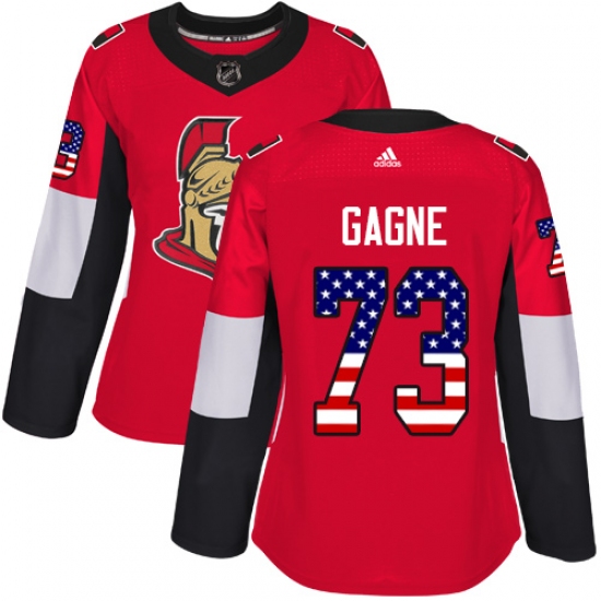 Women's Adidas Ottawa Senators #73 Gabriel Gagne Authentic Red USA Flag Fashion NHL Jersey - Ujersey