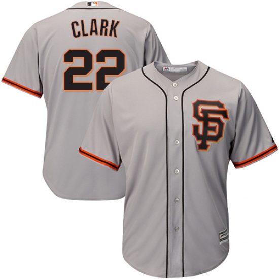 Men's Majestic San Francisco Giants #22 Will Clark Replica Grey Road 2 Cool Base MLB Jersey - Ujersey