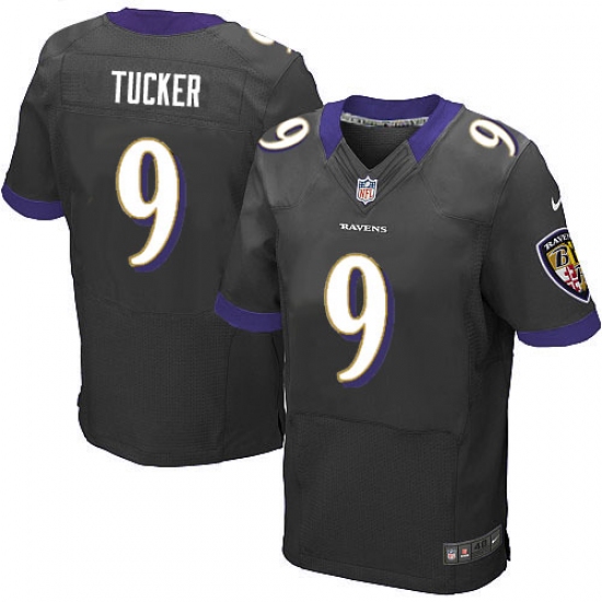 Men's Nike Baltimore Ravens #9 Justin Tucker Elite Black Alternate NFL Jersey - Ujersey
