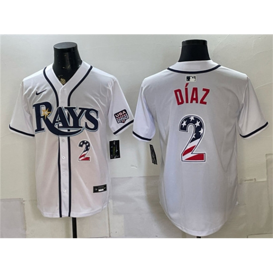 Men's Tampa Bay Rays #2 Yandy Díaz White 2026 USA 250 Fourth of July Home Stitched Baseball Jersey - Ujersey
