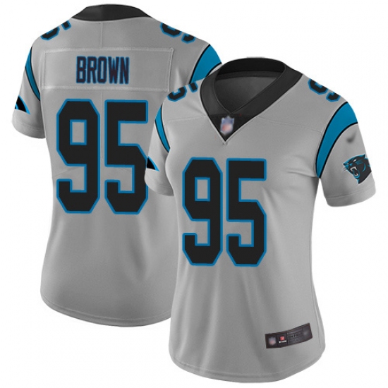 Women's Carolina Panthers #95 Derrick Brown Silver Stitched NFL Limited Inverted Legend Jersey - Ujersey