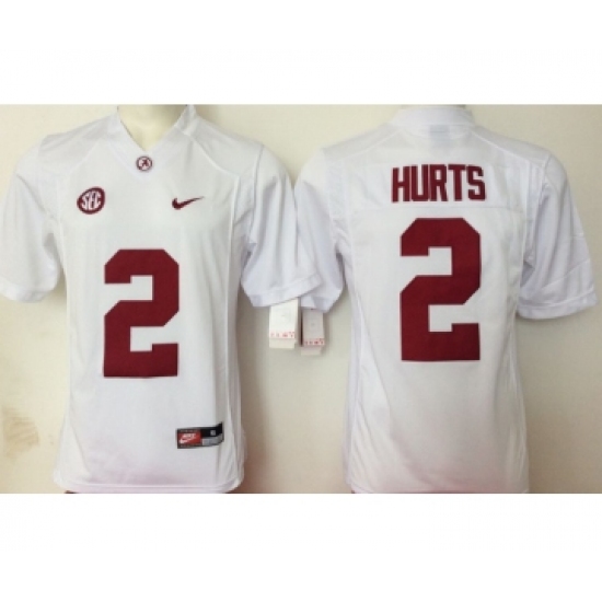 Alabama Crimson Tide 2 Jalen Hurts White College Football Jersey