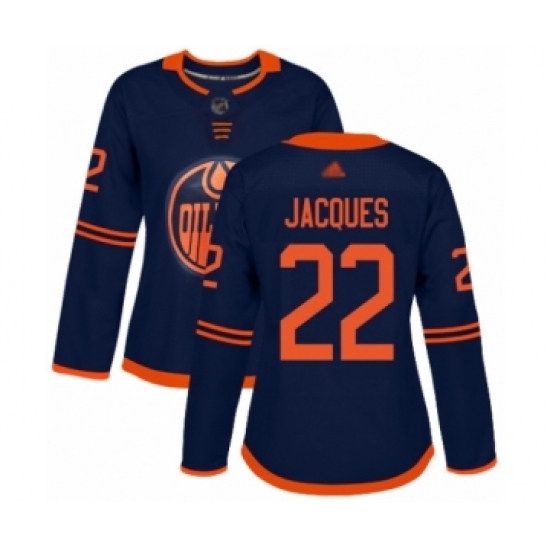 Women's Edmonton Oilers #22 Jean-Francois Jacques Authentic Navy Blue Alternate Hockey Jersey - Ujersey