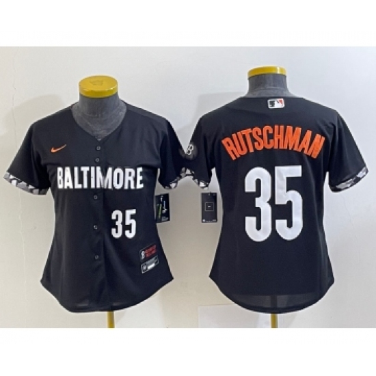 Women's Baltimore Orioles #35 Adley Rutschman Number Black 2023 City Connect Cool Base Stitched Jersey 1 - Ujersey
