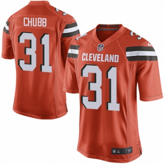Men's Nike Cleveland Browns #31 Nick Chubb Game Orange Alternate NFL Jersey - Ujersey