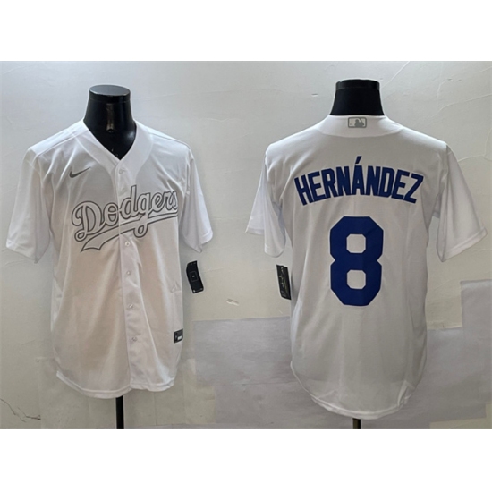 Men's Los Angeles Dodgers #8 Enrique Hernández White Fashion Cool Base Stitched Baseball Jersey - Ujersey