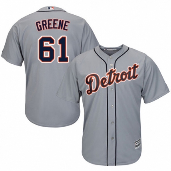 Youth Majestic Detroit Tigers #61 Shane Greene Replica Grey Road Cool Base MLB Jersey - Ujersey