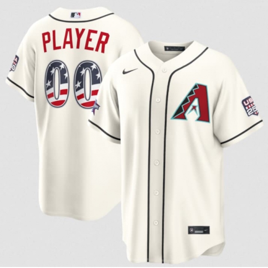 Men's Arizona Diamondbacks Active Player Custom Cream 2026 All-Star Edition Stars & Stripes & USA 250 Fourth of July Home Stadium Stitched Baseball Jersey - Ujersey