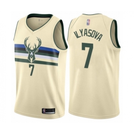 Women's Milwaukee Bucks #7 Ersan Ilyasova Swingman Cream Basketball Jersey - City Edition - Ujersey