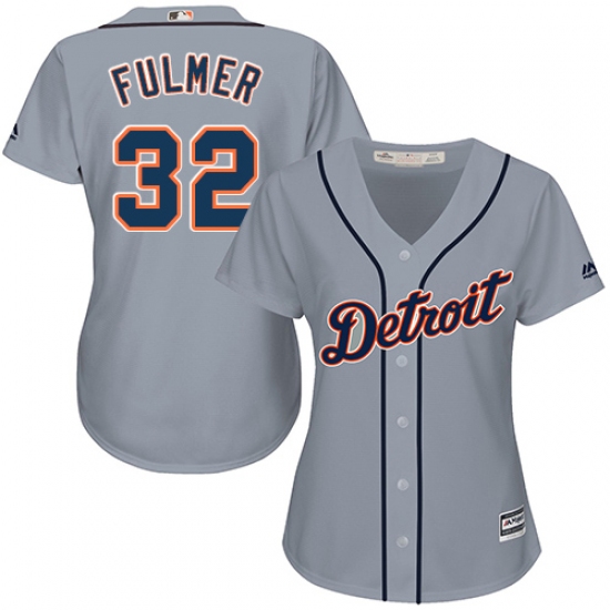 Women's Majestic Detroit Tigers #32 Michael Fulmer Replica Grey Road Cool Base MLB Jersey - Ujersey