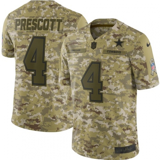 Men's Nike Dallas Cowboys #4 Dak Prescott Limited Camo 2018 Salute to Service NFL Jersey - Ujersey