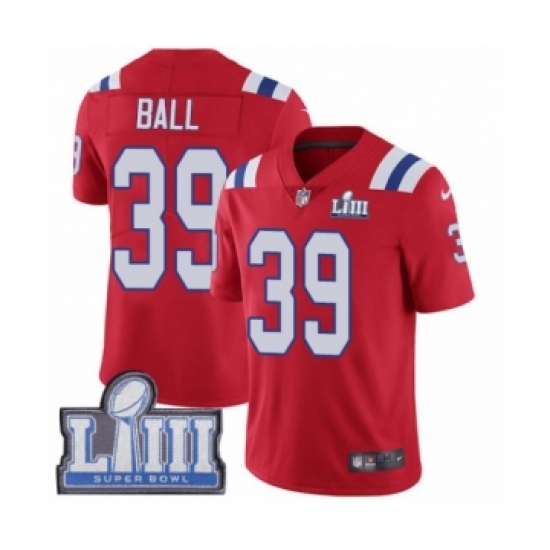 Men's Nike New England Patriots #39 Montee Ball Red Alternate Vapor Untouchable Limited Player Super Bowl LIII Bound NFL Jersey - Ujersey
