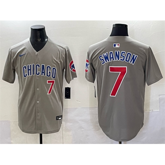 Men's Chicago Cubs #7 Dansby Swanson Gray Limited Stitched Baseball Jersey - Ujersey