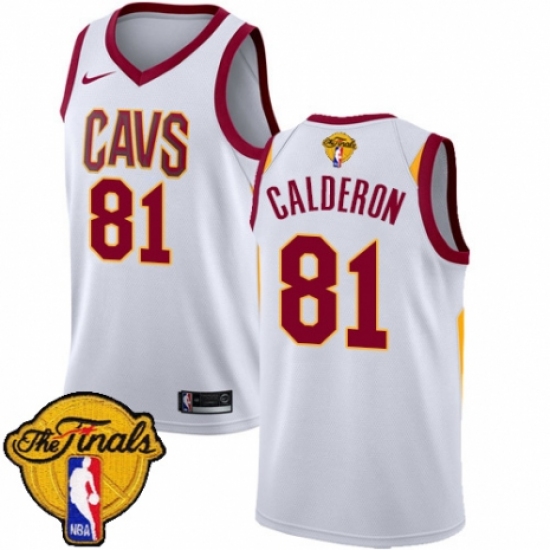 Men's Nike Cleveland Cavaliers #81 Jose Calderon Swingman White 2018 NBA Finals Bound NBA Jersey - Association Edition - Ujersey