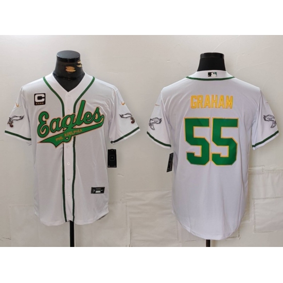 Men's Philadelphia Eagles #55 Brandon Graham White Gold With C Cool Base Stitched Baseball Jersey - Ujersey