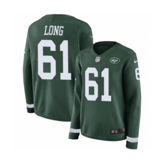 Women's Nike New York Jets #61 Spencer Long Limited Green Therma Long Sleeve NFL Jersey - Ujersey
