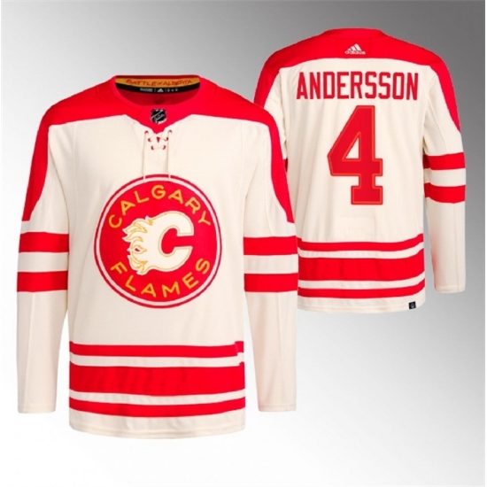 Men's Calgary Flames #4 Rasmus Andersson 2023 Cream Classic Primegreen Stitched Jersey - Ujersey
