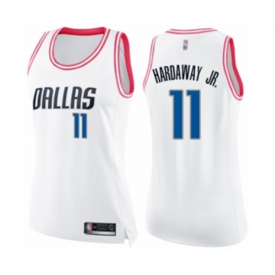 Women's Dallas Mavericks #11 Tim Hardaway Jr. Swingman White Pink Fashion Basketball Jersey