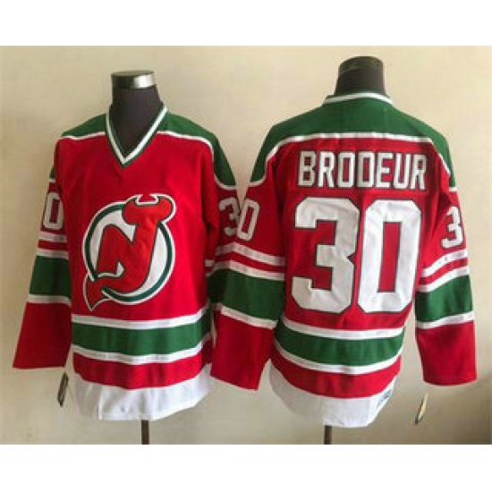 Men's New Jersey Devils #30 Martin Brodeur Red Green Jersey