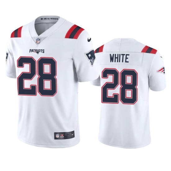 Nike New England Patriots #28 James White Men's White 2020 Vapor Limited Jersey - Ujersey