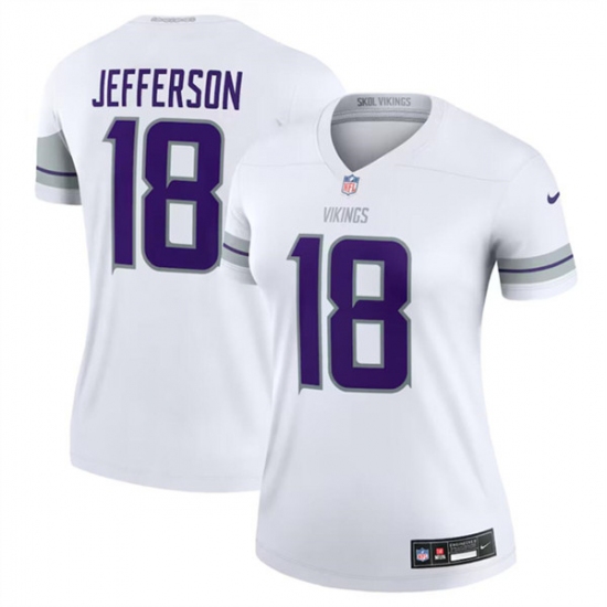 Women's Minnesota Vikings #18 Justin Jefferson White Winter Warrior Limited Football Stitched Jersey - Ujersey
