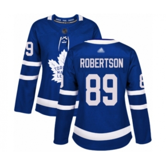 Women's Toronto Maple Leafs #89 Nicholas Robertson Authentic Royal Blue Home Hockey Jersey - Ujersey