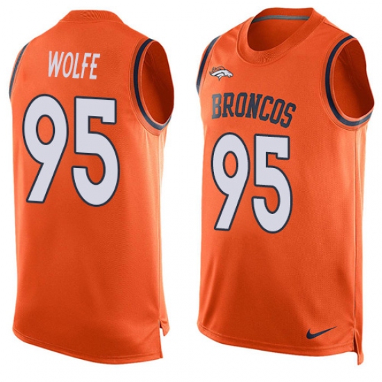 Men's Nike Denver Broncos #95 Derek Wolfe Limited Orange Player Name & Number Tank Top NFL Jersey - Ujersey