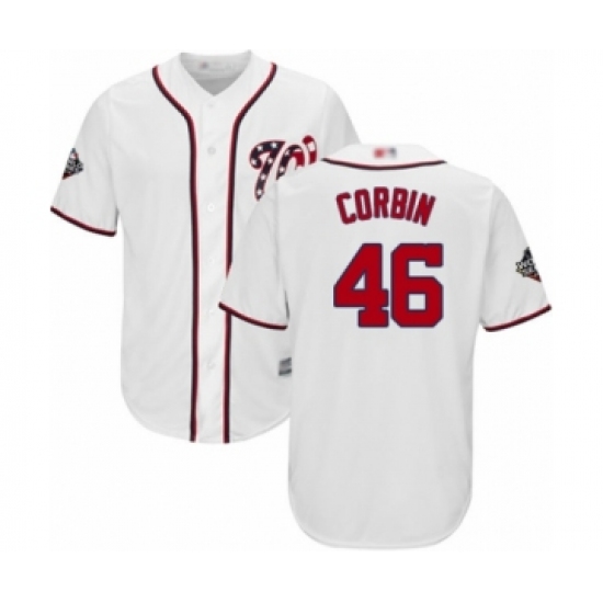 Youth Washington Nationals #46 Patrick Corbin Authentic White Home Cool Base 2019 World Series Bound Baseball Jersey - Ujersey