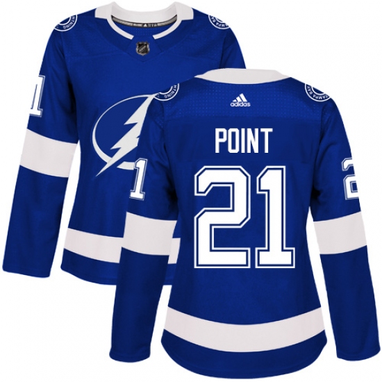 Women's Adidas Tampa Bay Lightning #21 Brayden Point Authentic Royal Blue Home NHL Jersey - Ujersey