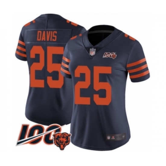 Women's Chicago Bears #25 Mike Davis Limited Navy Blue Rush Vapor Untouchable 100th Season Football Jersey - Ujersey
