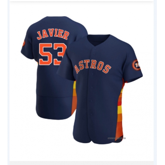Men's Houston Astros #53 Cristian Javier Authentic Navy Alternate Jersey - Ujersey