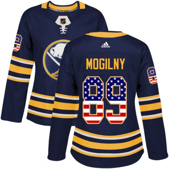 Women's Adidas Buffalo Sabres #89 Alexander Mogilny Authentic Navy Blue USA Flag Fashion NHL Jersey - Ujersey
