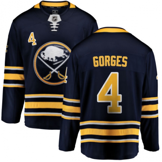 Men's Buffalo Sabres #4 Josh Gorges Fanatics Branded Navy Blue Home Breakaway NHL Jersey - Ujersey