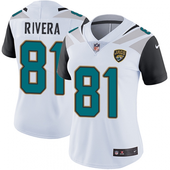 Women's Nike Jacksonville Jaguars #81 Mychal Rivera White Vapor Untouchable Elite Player NFL Jersey - Ujersey