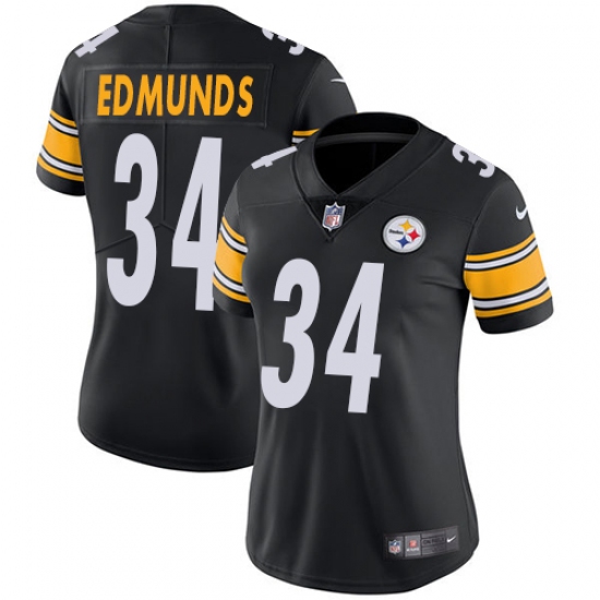 Women's Nike Pittsburgh Steelers #34 Terrell Edmunds Black Team Color Vapor Untouchable Limited Player NFL Jersey - Ujersey
