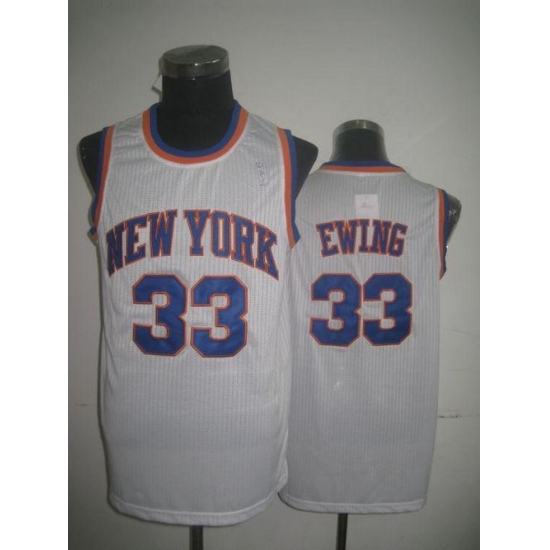 Men's Adidas New York Knicks #33 Patrick Ewing Authentic White Throwback NBA Jersey - Ujersey