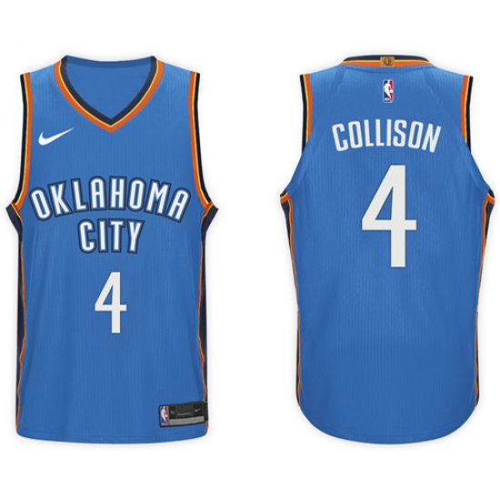 Nike NBA Oklahoma City Thunder #4 Nick Collison Jersey 2017-18 New Season Blue Jersey - Ujersey