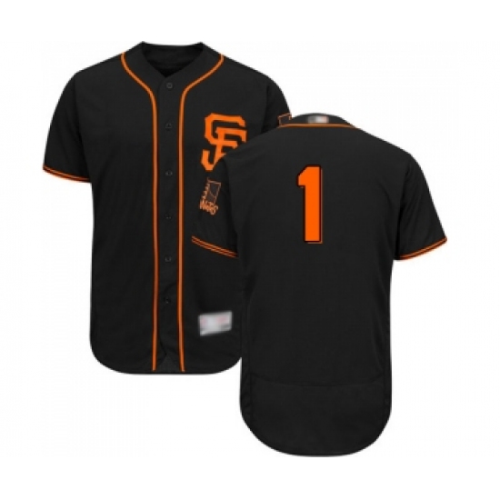 Men's San Francisco Giants #1 Kevin Pillar Black Alternate Flex Base Authentic Collection Baseball Jersey - Ujersey