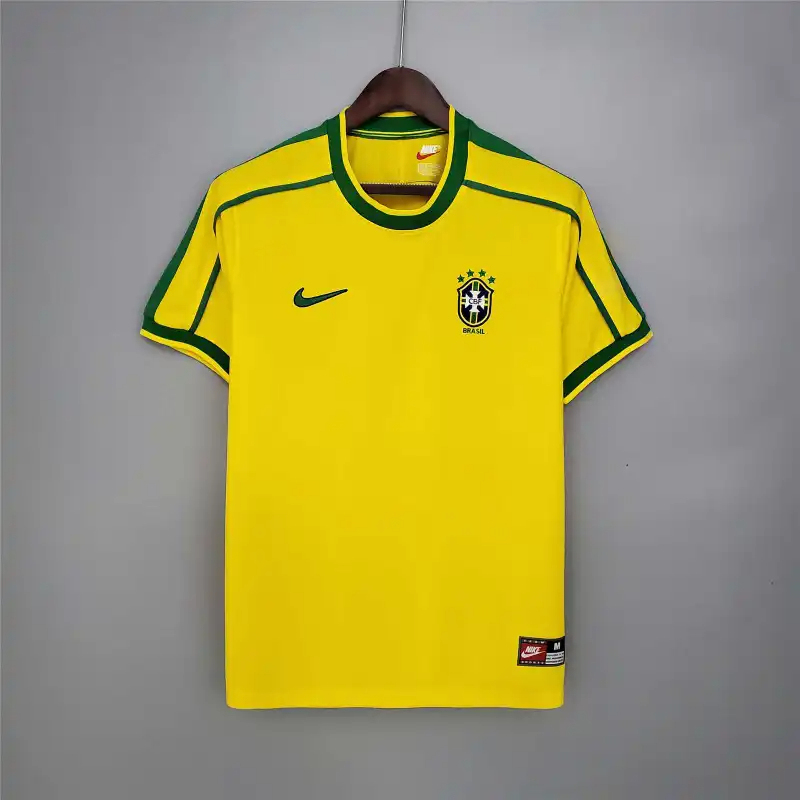 Brazil Retro Jersey Custom Home Soccer Jersey 1998 - ujerseystore