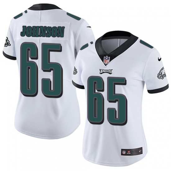 Women's Nike Philadelphia Eagles #65 Lane Johnson White Vapor Untouchable Limited Player NFL Jersey - Ujersey