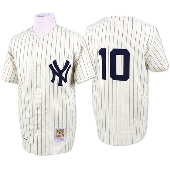 Men's Mitchell and Ness New York Yankees #10 Phil Rizzuto Authentic White Throwback MLB Jersey - Ujersey