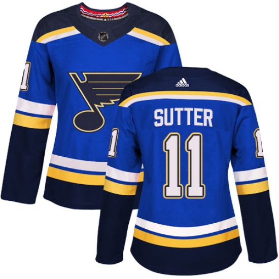 Women's Adidas St. Louis Blues #11 Brian Sutter Premier Royal Blue Home NHL Jersey - Ujersey