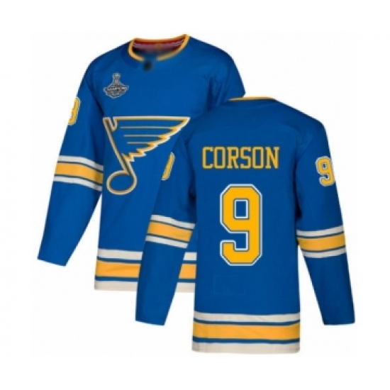 Youth St. Louis Blues #9 Shayne Corson Authentic Navy Blue Alternate 2019 Stanley Cup Champions Hockey Jersey - Ujersey