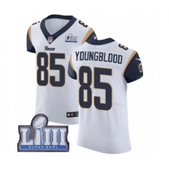 Men's Nike Los Angeles Rams #85 Jack Youngblood White Vapor Untouchable Elite Player Super Bowl LIII Bound NFL Jersey - Ujersey