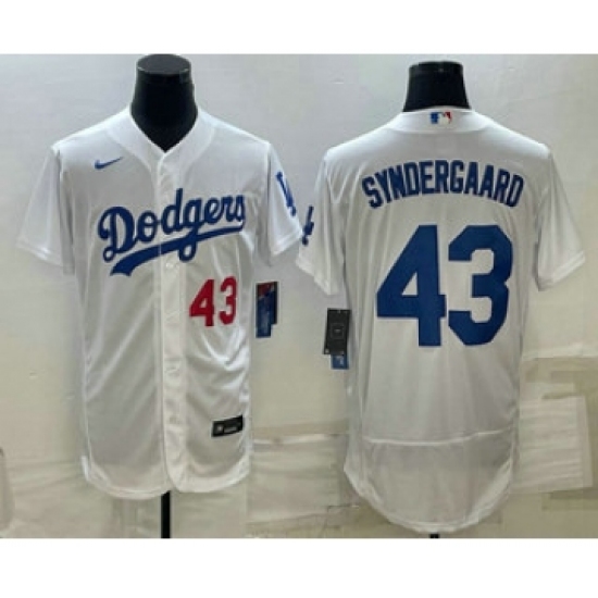 Men's Los Angeles Dodgers #43 Noah Syndergaard Number White Flex Base Stitched Baseball Jersey - Ujersey