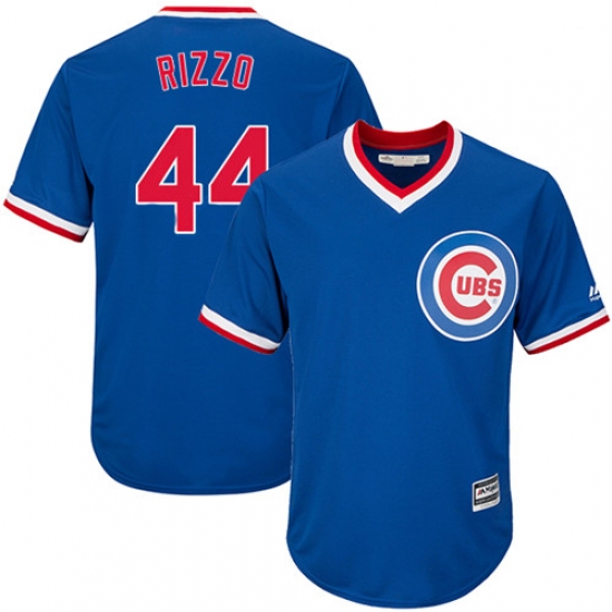 Youth Majestic Chicago Cubs #44 Anthony Rizzo Authentic Royal Blue Cooperstown Cool Base MLB Jersey - Ujersey