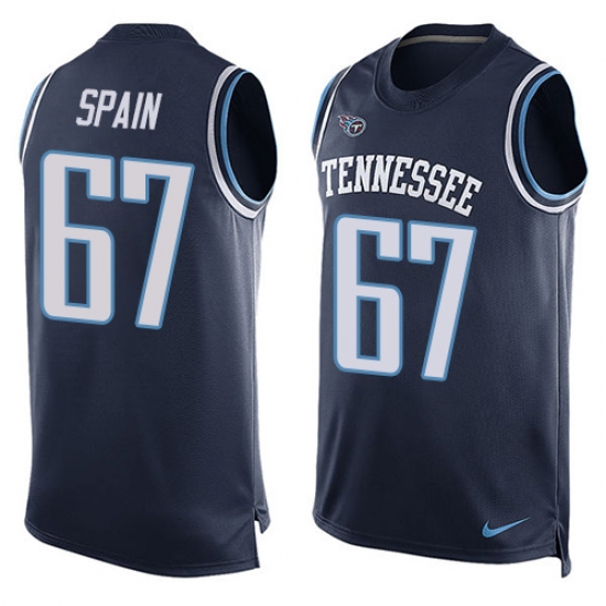 Men's Nike Tennessee Titans #67 Quinton Spain Limited Navy Blue Player Name & Number Tank Top NFL Jersey - Ujersey