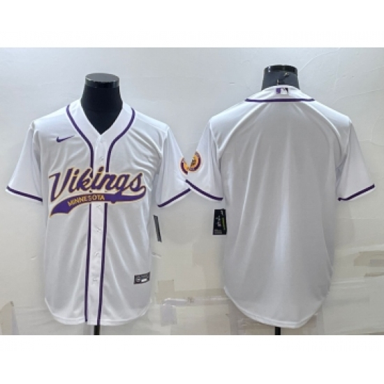Men's Minnesota Vikings Blank White Stitched MLB Cool Base Nike Baseball Jersey - Ujersey